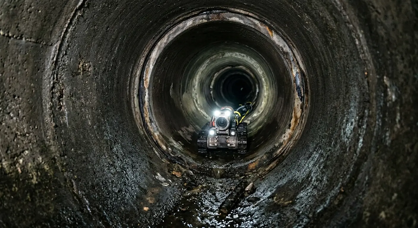 Robotic sewer camera inspecting pipe interior for Drain Snake Service in Oberlin